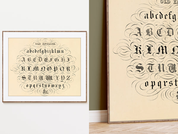 Decorative Old English Typography Print