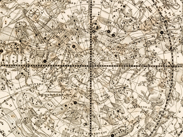 Antique Astronomy Print - Southern Hemisphere Constellations