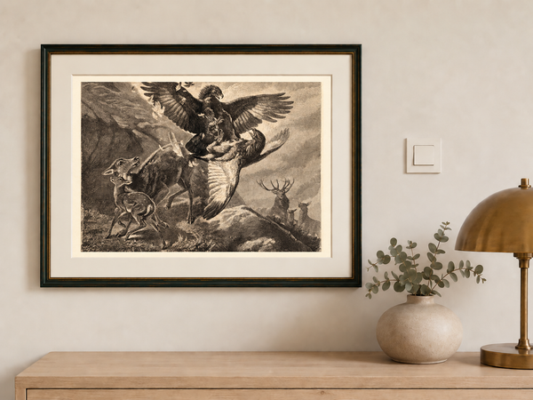 A Duel in the Mountains - 1800s Wood Engraving Restoration