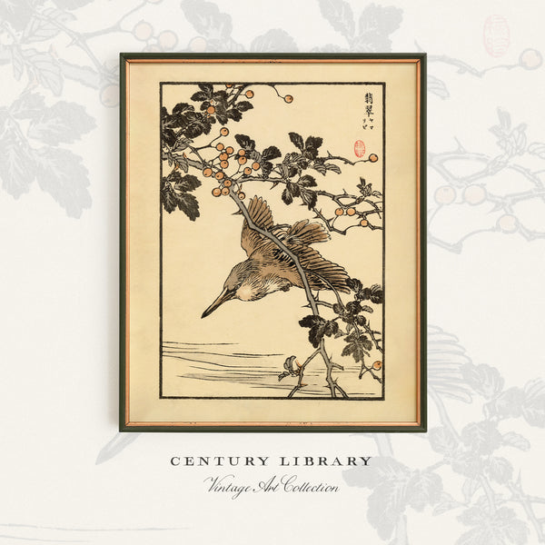 Kono Bairei 1888 Woodblock Print - Bird Taking Off
