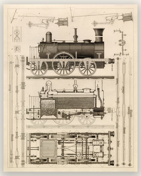 Antique Locomotive Print - Trains & Railroads by Johann Heck