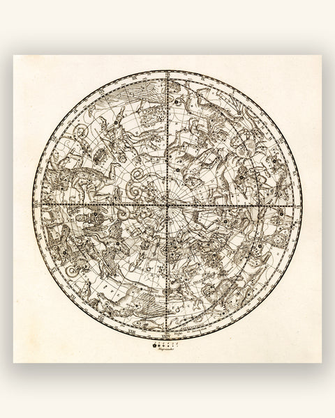 Antique Astronomy Print - Northern Hemisphere Constellations