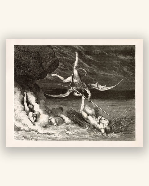 A Flight and Pursuit in Hell by Gustave Dore