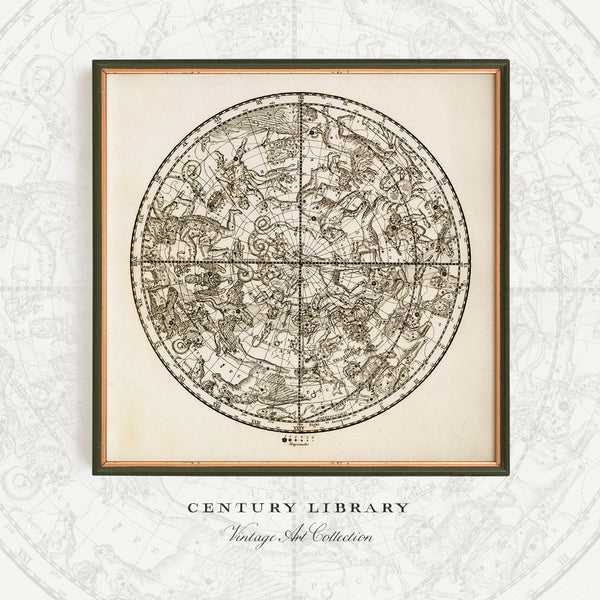 Antique Astronomy Print - Northern Hemisphere Constellations