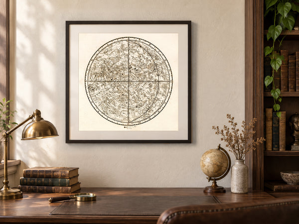 Antique Astronomy Print - Southern Hemisphere Constellations