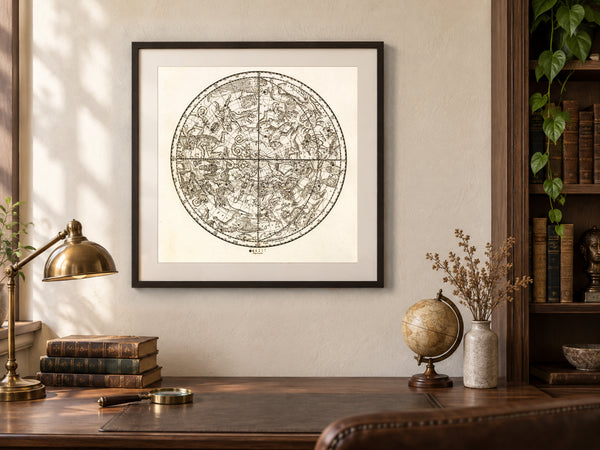 Antique Astronomy Print - Northern Hemisphere Constellations
