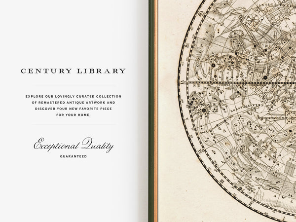 Antique Astronomy Print - Southern Hemisphere Constellations