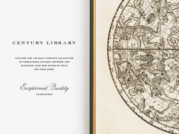 Antique Astronomy Print - Northern Hemisphere Constellations
