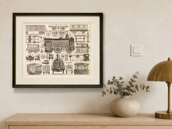 Antique Locomotive Print - Trains and Carriages