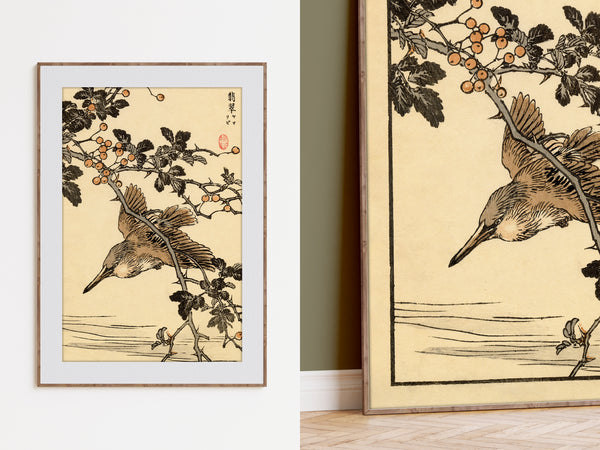 Kono Bairei 1888 Woodblock Print - Bird Taking Off
