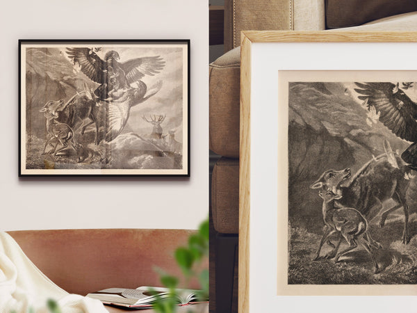 A Duel in the Mountains - 1800s Wood Engraving Restoration