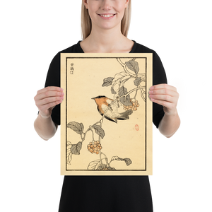 Kono Bairei 1888 Woodblock Print - Small Bird on Branch