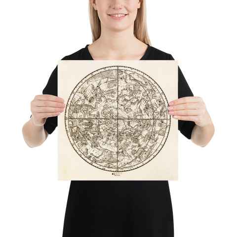 Antique Astronomy Print - Northern Hemisphere Constellations