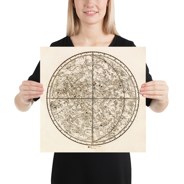 Antique Astronomy Print - Southern Hemisphere Constellations