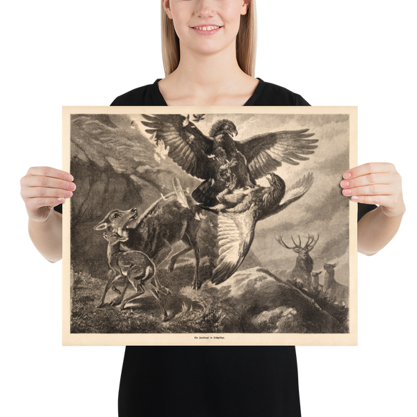 A Duel in the Mountains - 1800s Wood Engraving Restoration