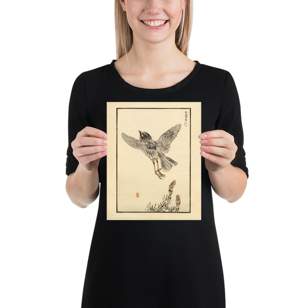 Kono Bairei 1888 Woodblock Print - Bird Taking Flight