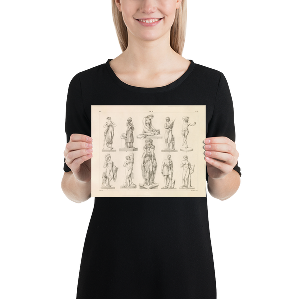 Greek Statues Print - Three Graces, Apollo, Sparticus, Jason