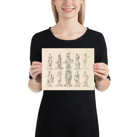 Greek Statues Print - Three Graces, Apollo, Sparticus, Jason