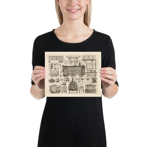 Antique Locomotive Print - Trains and Carriages