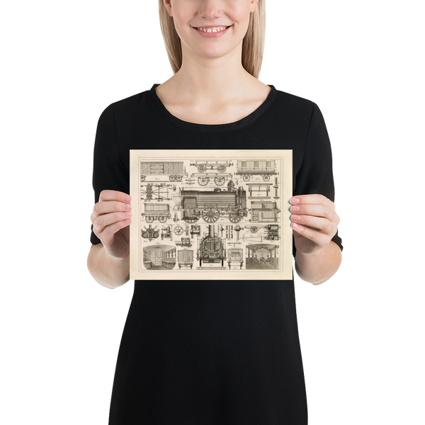 Antique Locomotive Print - Trains and Carriages